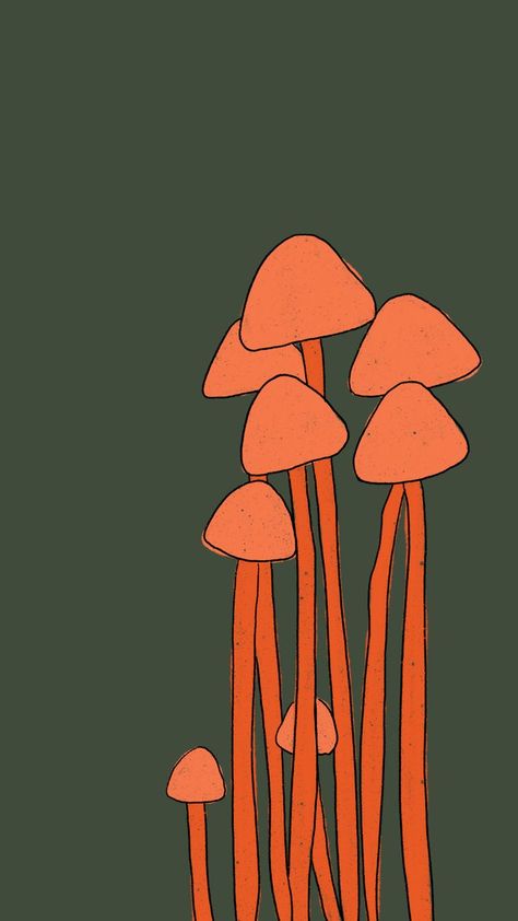 Abstract Mushroom Art, Mushroom Art Wallpaper, Mushroom Mural, Family Wallpaper, Orange Mushroom, Mushroom Wallpaper, Artistic Ideas, Trippy Wallpaper, Hippie Wallpaper