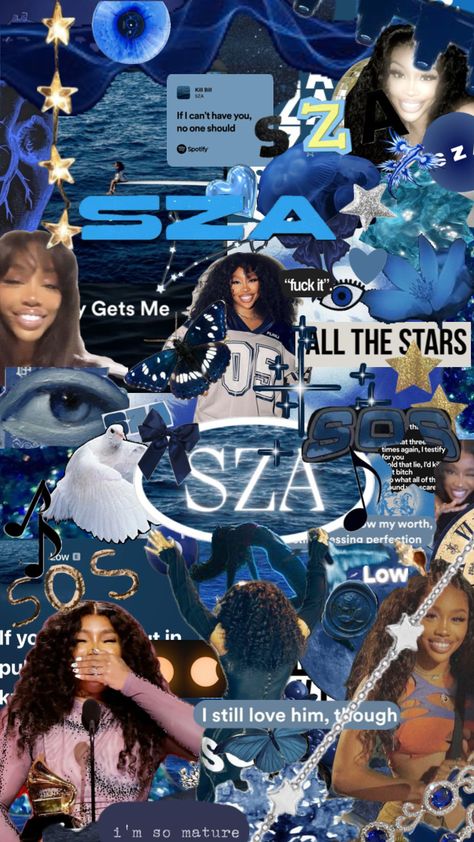 SZA💙🦋#myfirstshuffle #fyp #viral #wallpaper #sza #loveyouguys Rod Wave Lyrics Wallpaper, Sza Aesthetic Wallpaper Blue, Sza Collage Wallpaper, Viral Wallpaper, Collage Photo Frame Design, Sza Singer, Hip Hop Wallpaper, Pretty Wallpaper Ipad, Rapper Wallpaper Iphone