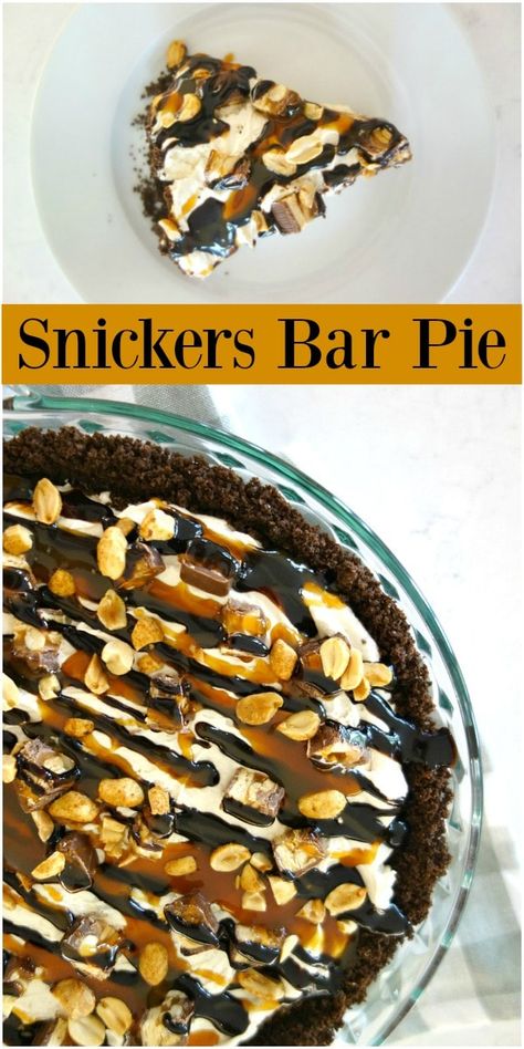 Snickers Dessert, Snickers Pie, Snickers Recipe, Baking Recipes Pie, Snickers Candy, Snickers Bar, Pie Dessert, Best Dessert Recipes, Pie Recipe