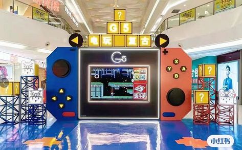 Mall Activation Ideas, Arcade Decorations, Mall Games, Gaming Booth, Arcade Party, Hermes Window, Game Booth, Event Booth, Arcade Video Games