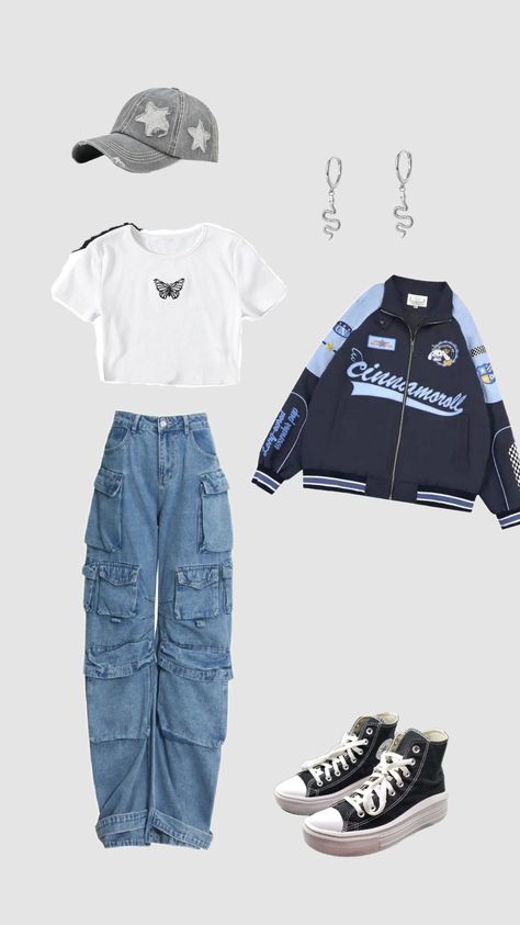 baggy aesthetic fit #baggy #aesthetic #converse #jeans #varsityjacket Cute Baggy Clothes, Cute Outfits Baggy, Baggy Jeans Outfit 90s Aesthetic, Girls Baggy Outfits, Baggy Clothes Outfit Aesthetic, Baggy Jeans Outfit 90s, Baggy Aesthetic, Baggy Clothes Outfit, Aesthetic Converse