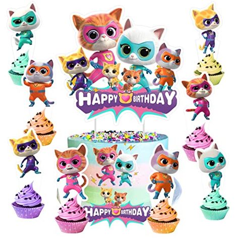 Super Kitties Cake, Super Kitties Birthday, Super Kitties, Cat Cake Topper, Cat Cake, Birthday Party Supplies, Cupcake Toppers, Gourmet Recipes, Cake Topper