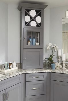 Bathroom Decor. Make Corner Bathroom Vanity, Bathroom Vanity Storage, Best Kitchen Design, Addition Ideas, Double Sinks, Best Bathroom Vanities, Large Bathroom, Cabinet Remodel, Double Vanity Bathroom