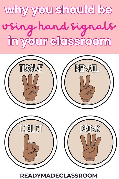 using hand signals Classroom Management Preschool, Middle School Classroom Management, Positive Classroom Management, Kindergarten Classroom Management, Classroom Management Elementary, Classroom Management Tool, Hand Signals, Classroom Management Strategies, Classroom Rules