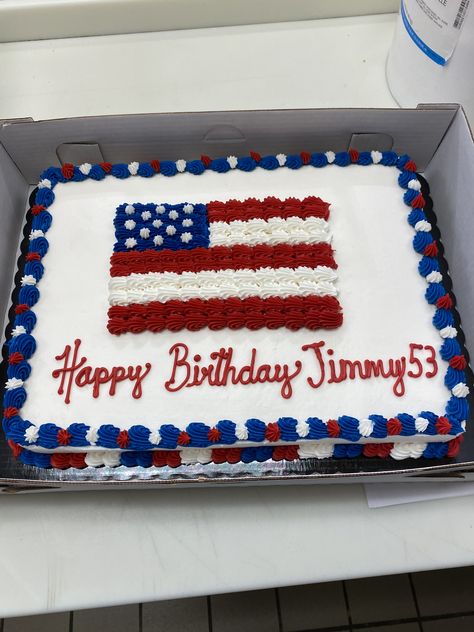 Veterans Day Cake Ideas, 4th Of July Sheet Cake, Patriotic Birthday Cake, Patriotic Cake Decorating, Costco Birthday Cakes, America Birthday Cake, Bday Cupcakes, Walmart Cakes, Fireman Decor