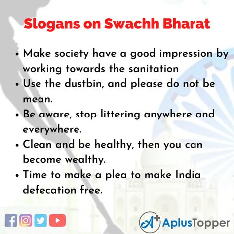 #SlogansonSwachhBharat #SwachhBharatSlogans Poster On Swachhta, Slogan On Swachh Bharat, Swachh Bharat Slogans In English, Swachh Bharat Abhiyan, Clean India, Study Snaps, Slogan Writing, Swachh Bharat, Study Snaps Ideas