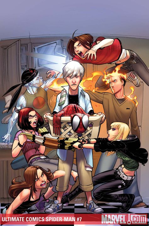 USM. Poor Aunt May Ultimate Spider Man, Marvel Artwork, Spider Girl, Comic Pictures, Ultimate Spiderman, Spiderman Comic, Marvel Series, Spiderman Art, Amazing Spiderman