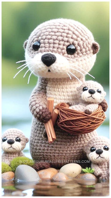 Crochet Otter Pattern Free Amigurumi, Otter Crochet Pattern Free, Otter Crochet, Crochet Otter, Amigurumi Projects, Crochet Pumpkins, Crochet Toys Free, Easy Crochet Animals, Crochet Teddy Bear Pattern