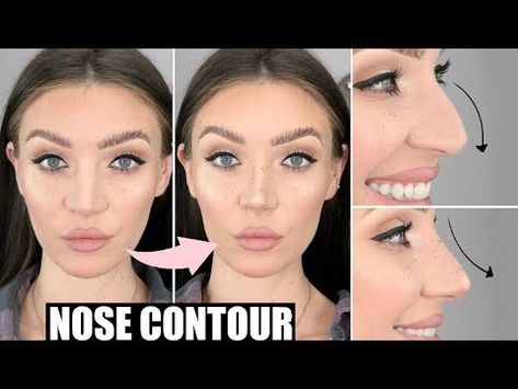 Hopefully this stops the rumours that i’ve had a nose joblied about itI’m just really good at contouring my nose lolMy nose is wide and the tip curv... Haircuts For Big Noses, Big Nose Makeup, Make Nose Smaller, Conturing Makeup, Bulbous Nose, Hooked Nose, Crooked Nose, Nose Contour, Curved Nose