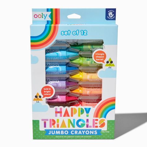 ooly® Happy Triangles Jumbo Crayons - 12 Pack Cheap Playful Multicolor Craft Supplies, Cute Multicolor Craft Supplies For School, Crayola Washimals, Jumbo Crayons, Box Of Crayons, Fashionable Jewelry, Jewelry And Accessories, Triangle Shape, Pencil Case