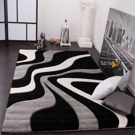 Modern Rugs Grey Black and White Abstract Living Room Rug Carpet Mat Small Large Modern Carpets, White Rugs, Scandinavian Carpet, Grey And White Rug, Black And White Living Room, Modern Rugs Grey, Rug Tufting, Decor Salon, Rugs Ideas