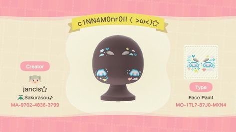 Acnh Sanrio, Acnh Kidcore, Acnh Clothes, Animal Crossing 3ds, Animal Crossing Funny, Animal Crossing Memes, Animal Crossing Guide, Acnh Design, Face Paints