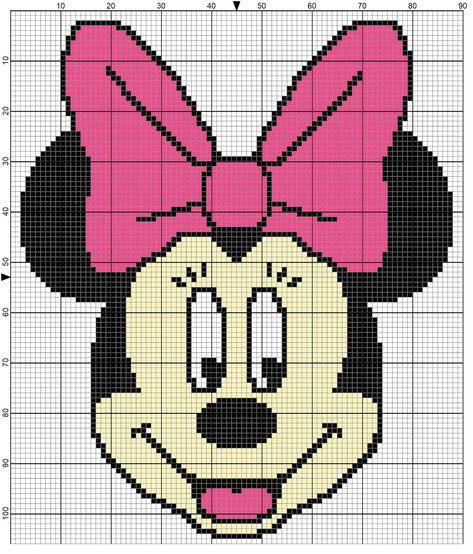 Kendra's Crocheted Creations: Minnie Mouse free graph Disney Haken, Graphghan Crochet, Crochet Graph Patterns, Minnie Mouse Blanket, C2c Crochet Pattern Free, Disney Quilt, Kids Knitting Patterns, Graph Patterns, Crochet Pig