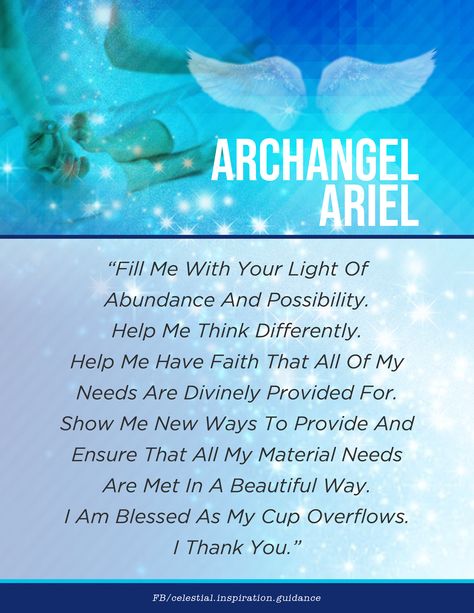 Ask the loving Archangel Ariel to fill your life with abundance and possibilities. Click the image to connect with Archangel Ariel now! Arch Angel Ariel, Archangel Raphael Prayer, Archangel Ariel, Arch Angels, Guardian Angels Prayer, Angel Therapy, Spiritual Angels, Arch Angel, Archangel Prayers