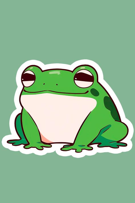 Frog Illustration Cute, Toad Cartoon, Frog Draw, Reference Cartoon, Frogs Cute, Cartoon Frogs, Frog Cartoon, Frog Stickers, Cartoon Frog