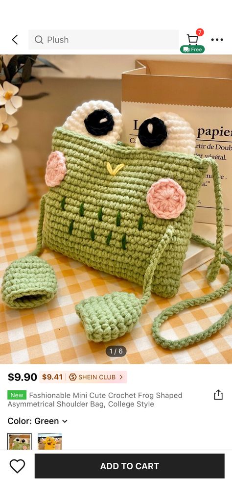 Crochet College Bag, Frog Bag Crochet, Cute Crochet Frog, Frog Bag, Crochet Book Cover, Frog Crochet, Bag College, Crochet Jewelry Patterns, Crochet Frog