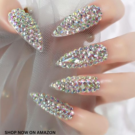 Coolnail Luxurious 3D Full Cover Holo Rhinestone 24pcs Jewelry Deco Fake Nails Super Extra Long Stiletto Press on False Nails Manicure Nail Art Tips Set for Wedding Party
Amazon Affiliate Nail Diamond, Stone Nail Art, Long Stiletto, Nail Type, 3d Rose, Manicure Kit, Gem Nails, Nail Art Rhinestones, Nail Length