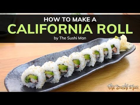 How to Make a CALIFORNIA ROLL with The Sushi Man - YouTube Homemade Sushi Rolls, Tempura Sushi, California Roll Sushi, California Rolls, Sushi Roll Recipes, Sushi Party, Homemade Sushi, California Roll, How To Make Sushi