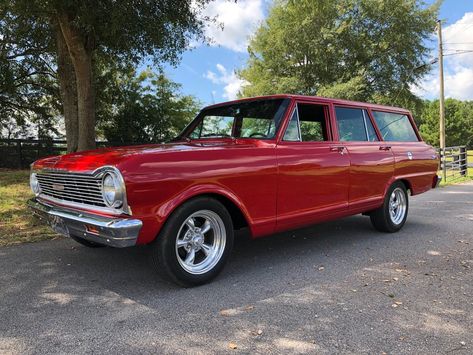 1965 Chevrolet II Nova Station Wagon for sale. 327ci Engine. TH350 transmission with 2500 stall converter. Flowmaster exhaust. American Racing Wheels. Chevy Nova Wagon, Station Wagons For Sale, Welcome Wagon, Station Wagon Cars, Custom Truck Beds, American Racing Wheels, Truck Beds, Wagons For Sale, Wagon Cars