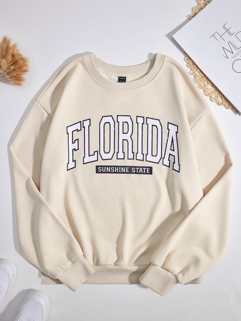 Sweat Shirts Women Outfit, State Sweatshirts, Florida Clothes, Shein Sweatshirt, Aesthetic Sweatshirt, Stylish Hoodies, Women Sweatshirts, Sweatshirt For Women, Sweat Shirts