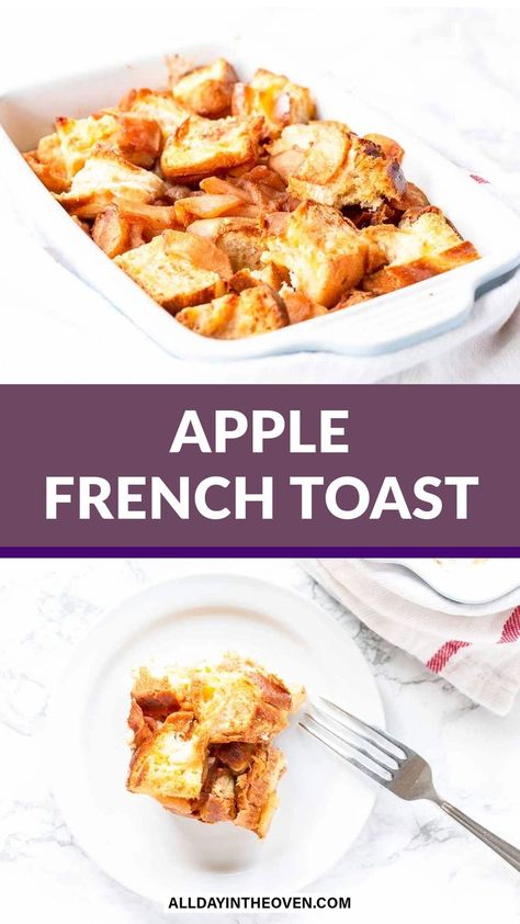 Cinnamon Apple French Toast Apple Cinnamon Oatmeal Bake, Cinnamon Oatmeal Bake, Fall French Toast, French Toast Apple, Fancy French Toast, Toast Breakfast Ideas, Cinnamon Apple French Toast, Gourmet French Toast, French Toast Toppings