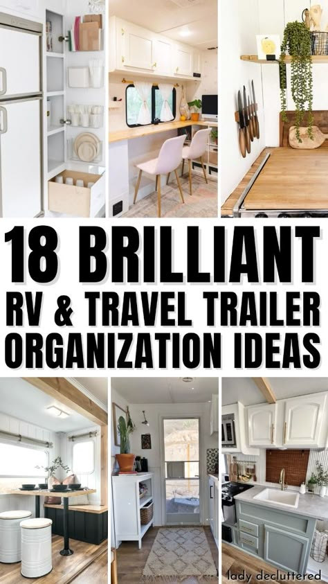 Organizing Ideas For Rv Living, Dog Crates In Rv, Simple Rv Decor, Camping Essentials Rv, Organizing Rv Travel Trailers, Small Camper Set Up, Full Time Rv Living Essentials, Rv Set Up, Rv Seating Ideas