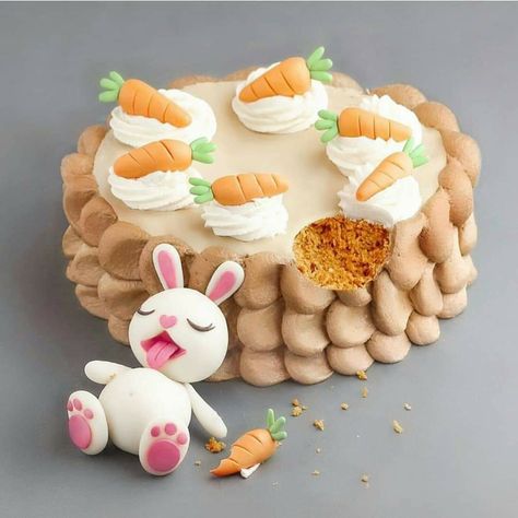 Naturally Jo, Cake Bunny, Bunny Carrot, Rabbit Cake, Cool Cake Designs, Bunny Party, Animal Cakes, Cute Baking, Bunny Cake