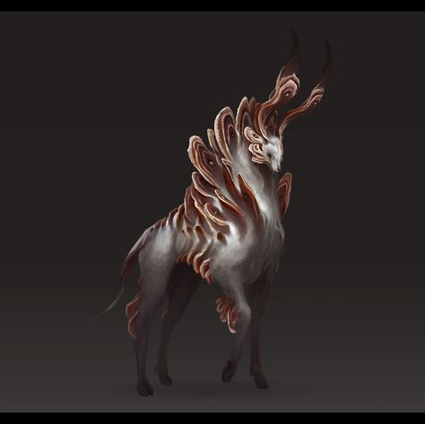 Many-Eyed Deer, Mahea Rodrigues on ArtStation at https://www.artstation.com/artwork/WDnJN Deer Creature, Beast Creature, Draw Animals, Alien Design, Fantasy Beasts, Alien Concept Art, Creature Drawings, Monster Concept Art, Alien Creatures