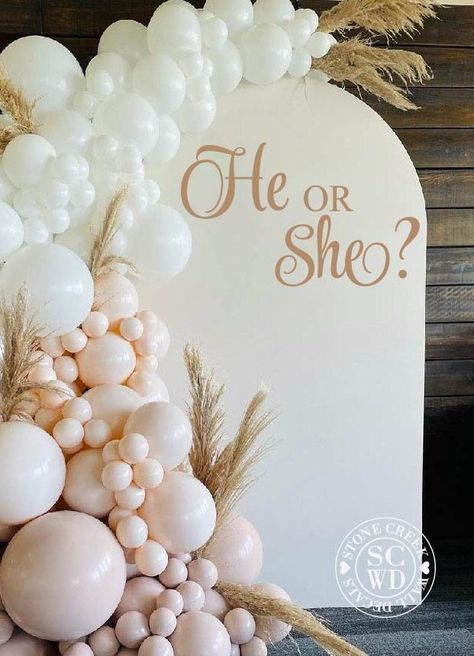 Gender Reveal Backdrop Ideas Diy, Butterfly Gender Reveal, Gender Reveal Balloon Arch, Diy Baby Shower Backdrop, Shower Decals, Fiesta Shower, Baby Party Decorations, Party Wall Decorations, Idee Babyshower