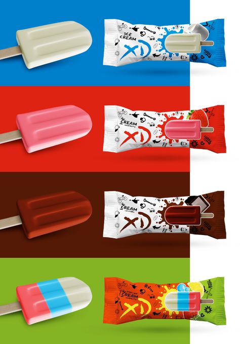 Amazing Food Photography, Cream Packaging, Ice Cream Packaging, Candy Design, Cream Candy, Ice Cream Design, Ice Cream Stick, Ice Cream Candy, Graphic Design Fun