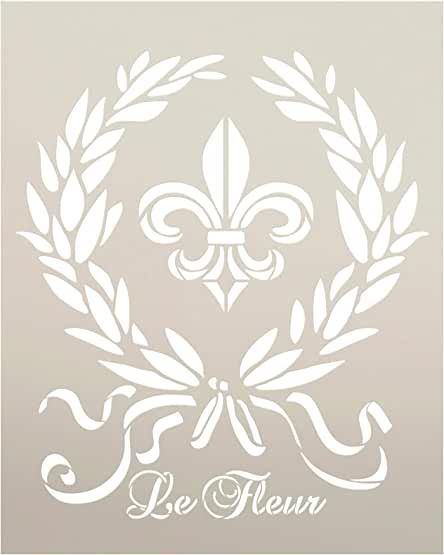 Amazon.com: Fleur De Lis Wreath Stencil Vintage Country Home, French Stencil, Holiday Wood Sign, Bow Art, Damask Stencil, Art & Craft Paint, Paint Wood, Bottom Design, Americana Decor