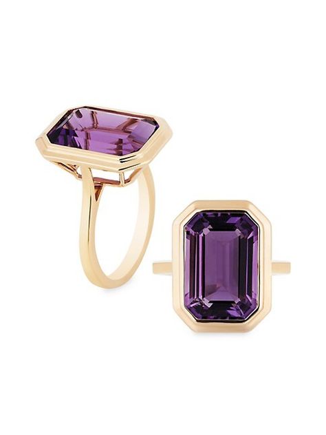 Shop Goshwara Manhattan 18K Yellow Gold & Amethyst Ring | Saks Fifth Avenue Yellow Gold Amethyst Ring, Gold Amethyst Ring, Art Deco Inspiration, New York City Skyline, Bezel Ring, Pink Ring, Dream Jewelry, Amethyst Ring, City Skyline