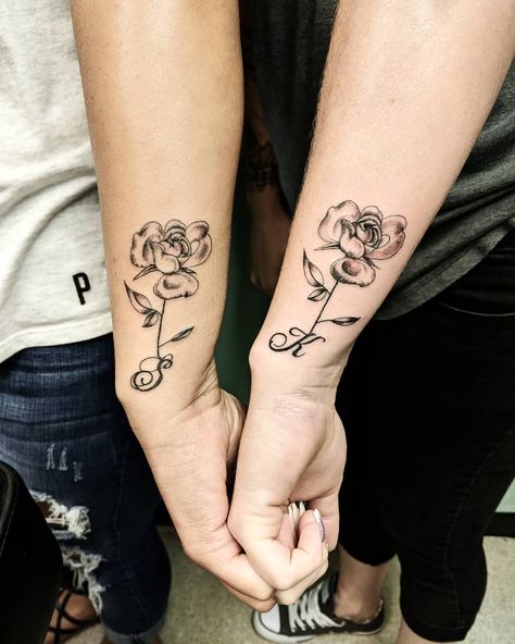 Tattoo For A Best Friend, Best Friend Rose Tattoos, Flower Tattoos Friendship, Friend Soulmate Tattoos, Best Friend Name Tattoos, Best Friend Tattoos Meaningful Friendship For 2, Best Friend Music Tattoos, Best Friend Tattoos Flower, Ride Or Die Tattoo Friends