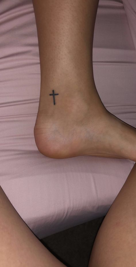 Cross Tattoos For Women Ankle, Simple Foot Tattoos For Women, Cross Ankle Tattoo, Cross Tattoo On Ankle, Cross On Ankle, Cross Ankle Tattoos For Women, Ancle Tatoos Woman, Cross On Ankle Tattoo Simple, Ankle Tattoo Cross