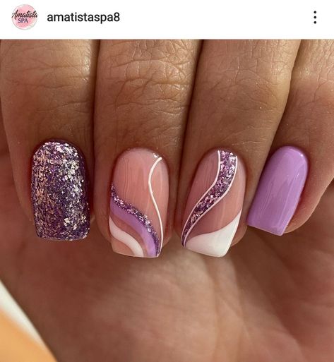 Square Gel Nails, Purple Glitter Nails, Aqua Nails, Subtle Nails, Pastel Designs, Simple Gel Nails, Glamorous Nails, Nail Art Designs Videos, Pretty Nail Art