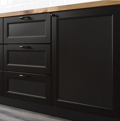 Matte Black Kitchen Products Are All the Rage Right Now #KitchenFurniture Farmhouse Gray, Corner Base Cabinet, Matte Black Kitchen, Kitchen Ikea, Refacing Kitchen Cabinets, Black Appliances, Black Kitchen Cabinets, Gray Kitchen, Kitchen Cabinets Makeover