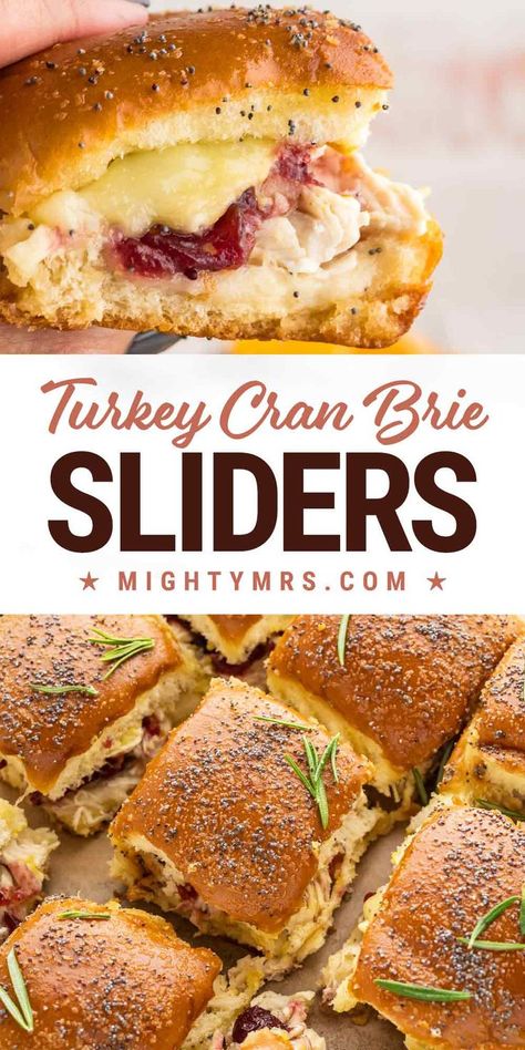 Turkey Cran Brie Cheese Sliders Ham And Cranberry Hawaiian Roll Sliders, Thanksgiving Leftover Sliders Hawaiian Rolls, Turkey Brie Sliders, Turkey And Brie Sliders, Turkey Hors D’oeuvres, Turkey Cranberry Brie Sliders, Honey Turkey Thanksgiving, Hawaiian Roll Sliders Thanksgiving, Turkey Sliders Thanksgiving