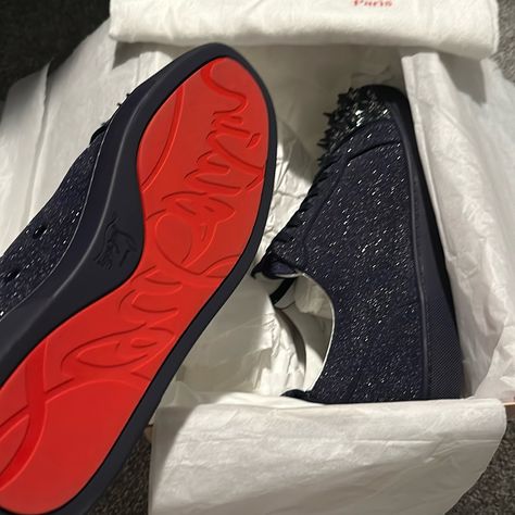 Like New Worn Once Inside Only Red Bottom Shoes For Men, Louboutin Shoes Aesthetic, Red Bottoms Sneakers, Christian Louboutin Shoes Mens, Louboutin Shoes Mens, Red Bottoms For Men, Louboutin Men, Christian Louboutin Flats, Louboutin Flats