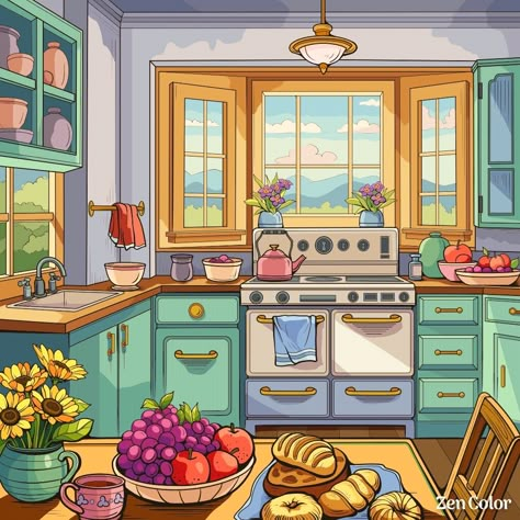 Ingredients Illustration, Kitchen Scene, Kitchen Ingredients, Cool Nike Wallpapers, Zen Colors, Retro Pictures, Autumn Illustration, Bullet Journal Diy