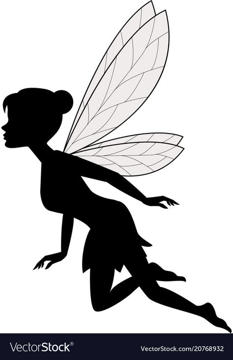 Fairy Flying, Fairy Silhouette, Cute Fairy, Black And White, Stars, White, Black