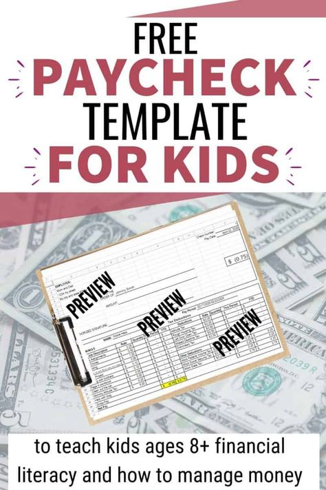 Teach kids about money with this free paycheck template for kids. A family economy is a great way to teach kids to work hard and how to understand money. This is the basis for a financial education in financial literacy. The secret to teaching kids financial literacy involves more than just teaching kids smart money management or how to budget. It involves a whole new mindset. When you're teaching kids about money, teach them how to think so that they will be financially prepared, no matter Family Economy, Money Knowledge, Financial Literacy Activities, Family Soup, Teaching Kids Money, Personal Financial Literacy, Kids Money Management, Money Management Activities, Kids Budget