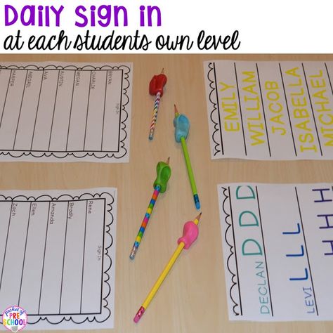 FREE editable and blank sign in sheets for your early childhood classroom and ideas on how to use them in your classroom to get kids writing their names all the time Preschool Sign In Sheet Free Printable, Daily Sign In Sheets For Preschool, Preschool Sign In Sheet, Kindergarten Sign In Ideas, Sign In Sheets For Preschool, Preschool Sign In Ideas, Preschool Sign In, Classroom Organization Ideas, Preschool Handwriting