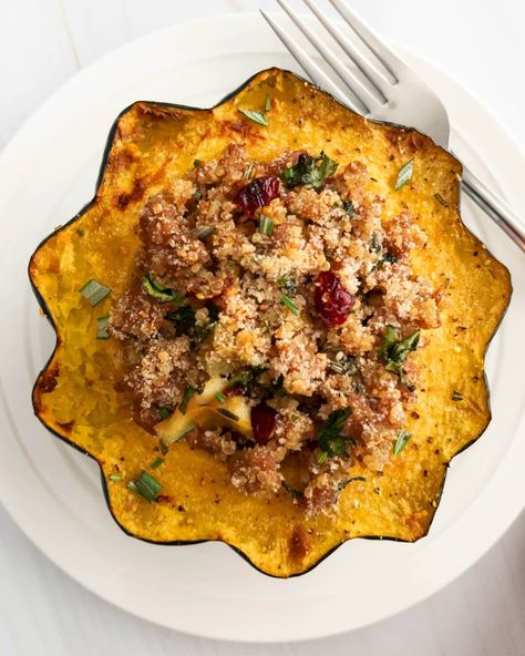 Sausage Quinoa, Quinoa Stuffed Acorn Squash, Butternut Squash Quinoa Salad, Quinoa Squash, Sausage Mushroom, Butternut Squash Quinoa, Quinoa Recipes Easy, Mushroom Stuffed, Sausage Stuffed Mushrooms