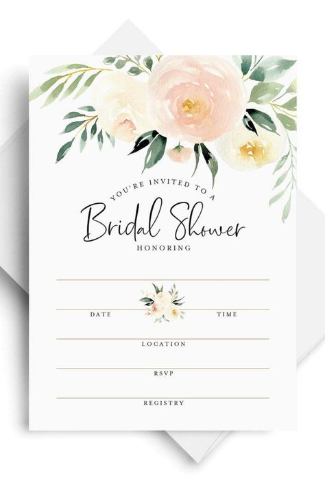 Invite friends and family to celebrate the bride-to-be with this sweet and simple bridal invitation featuring watercolor painted greenery and coral and pink florals.Bliss Paper Boutique invitations are professionally designed and created by our in-house team. You won't find these designs anywhere else! Invitation For Bride To Be, Bride To Be Invitation Card, Bride To Be Invitation, Bride To Be Card, Painted Greenery, Invitations Card, Tropical Bridal Showers, 5x7 Cards, Floral Bridal Shower Invitations