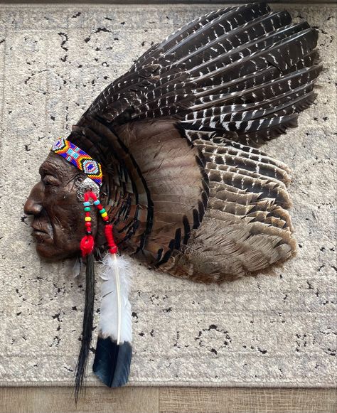 This was SO fun to make with my first turkey wing! Turkey Mounts, Native American Regalia, Turkey Wings, Diy Fire Pit, Taxidermy, Fire Pit, Man Cave, Native American