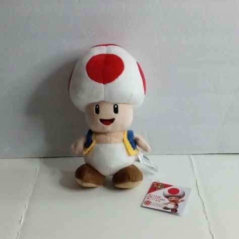 Super Mario Bros Toad 8" Plush Allstar Collection Red, Nwt Imported Tag Super Mario Bros Toad, Mario Bros., Super Mario Bros, Toad, Mario Bros, Super Mario, Stuffed Animals, Pet Toys, All Star