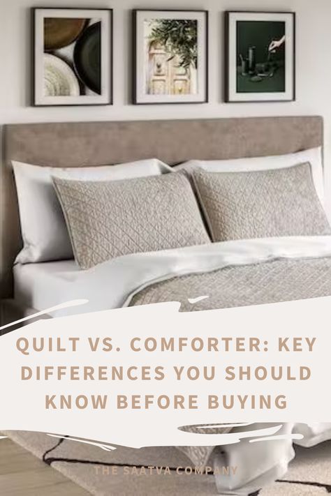 A lot goes into choosing the upper layer of bedding. You want it to be the perfect warmth level for the winter and summer months, and maybe even a good match for your bedroom decor. Two popular upper-layer options are comforters and quilts. While both are great options, it's best to learn about the key differences between them so you can select the one that's best for your sleeping style. Check out our list of key differences between comforters and quilts so you can find your perfect match. 2022 Bedding Sets, Bedding For 2023, Contemporary Bedding Sets, Bedroom Master Suite Comforter, Layering Quilts And Comforters, Cal King Comforter Sets, How To Layer King Size Bedding, King Quilts Master Bedrooms, How To Style Quilt Bedding