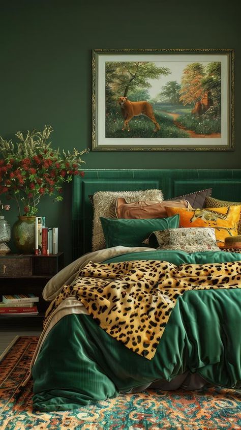 bedroom ideas for small room
bedroom wardrobe 
bedroom cozy
bedroom insipiration
bedroom room decor
bedroom classy
bedroom decor
preppy bedroom decor
modern luxury bedroom 
comfy bedroom
pink bedroom decor
dark blue bedroom
tennager bedroom boy
coastal bedroom aesthetic
simple bedroom design
castle bedroom
mens bedroom 
green bedroom aesthetic Dark Green Bedroom Decor, Leopard Bedroom Decor, Eclectic Bedroom Decor, Leopard Bedroom, Bedroom Decor Preppy, Dark Green Bedroom, Jungle Bedroom Theme, Bedroom Aesthetic Simple, Bedroom Lake House