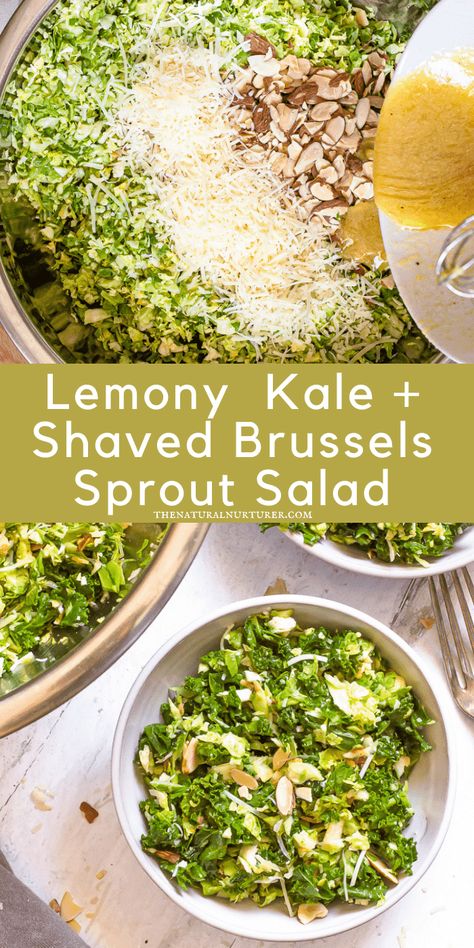 Kale Brussel Sprout Salad, Shaved Brussel Sprouts, Brussels Sprouts Salad, Sprout Salad, Kale Salad Recipes, Shredded Brussel Sprouts, Favorite Salad, Healthy Vegetable, Sprouts Salad