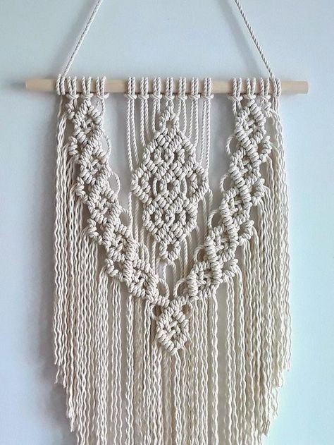 Diamond Macrame, Tapestry Macrame, Macrame Home, Macrame Wall Hanger, Macrame Plant Hanger Tutorial, Macrame Supplies, Macrame Tapestry, Macrame Wedding, Macrame Wall Hanging Diy